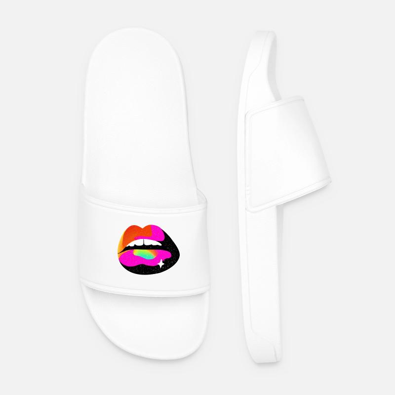 Regenbogen Lippe Pop Art - Männer Badelatschen - Weiß