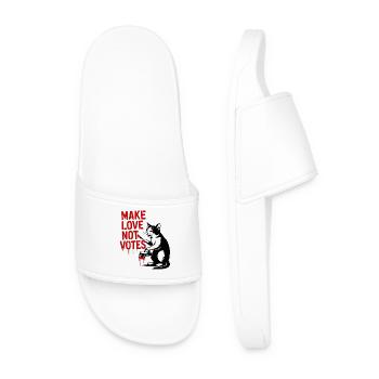 Make Love Not Votes Katze - Männer Badelatschen - Weiß - Vorne