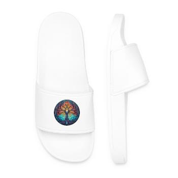 arbre de vie, dessin de nature, arbre sacré - Claquettes Homme - blanc - Devant