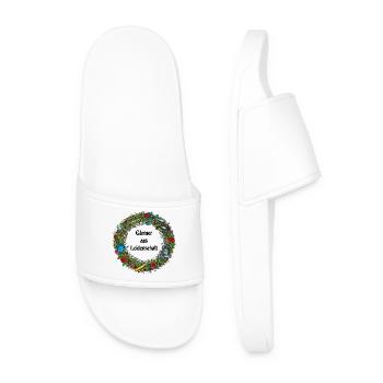 Garden wreath with tools and roses - Men’s Pool Sliders - white - Front