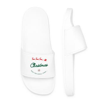 Christmas Shall Pass - Santa Sleigh Parade Humor - Men’s Pool Sliders - white - Front
