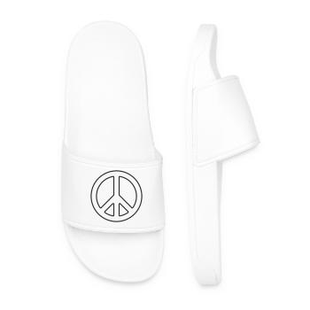 Friedenssymbol Lineart Schwarz Weiß - Männer Badelatschen - Weiß - Vorne