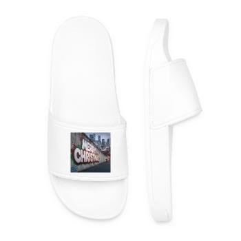 Urban Christmas Graffiti of Santa - Men’s Pool Sliders - white - Front