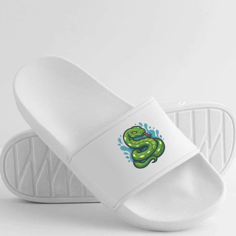 Green Tree Python Snake in Wave Men’s Pool Sliders