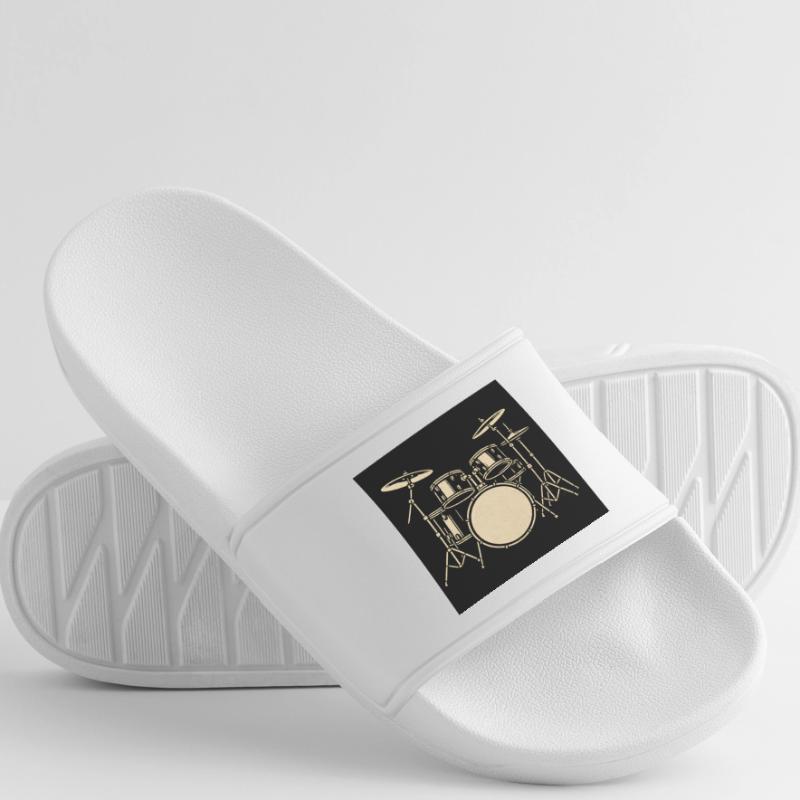 Illustration de batterie Black Silver Claquettes Homme