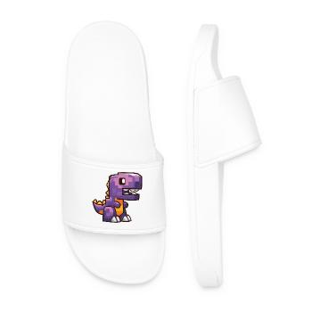 Pixel Dino – T-Rex de dessin animé violet - Claquettes Homme - blanc - Devant