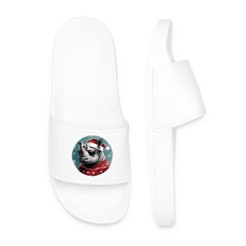 Rhino Christmas Christmas Xmas - Men’s Pool Sliders - white - Front