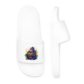 Banana Gorilla Cuddle Motif - Men’s Pool Sliders - white - Front