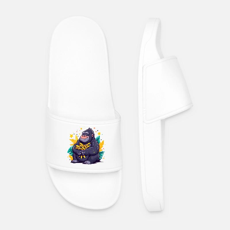Bananen-Gorilla Kuschelmotiv - Männer Badelatschen - Weiß