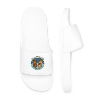 Otterly Festive Otters with Gifts - Men’s Pool Sliders - white - Front