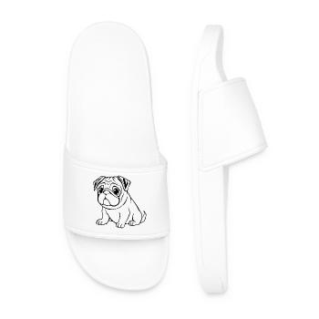 Mops schwarz Hunde T-shirt Geschenk Weihnachten - Männer Badelatschen - Weiß - Vorne