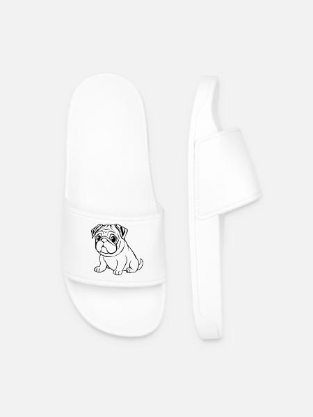 Mops schwarz Hunde T-shirt Geschenk Weihnachten - Männer Badelatschen - Weiß
