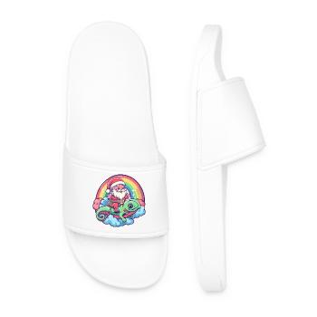 Chameleon Santa Claus Christmas - Men’s Pool Sliders - white - Front