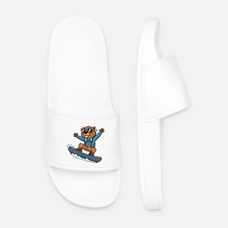Cooler Snowboard Biber Comic Sonnenbrille - Männer Badelatschen - Weiß