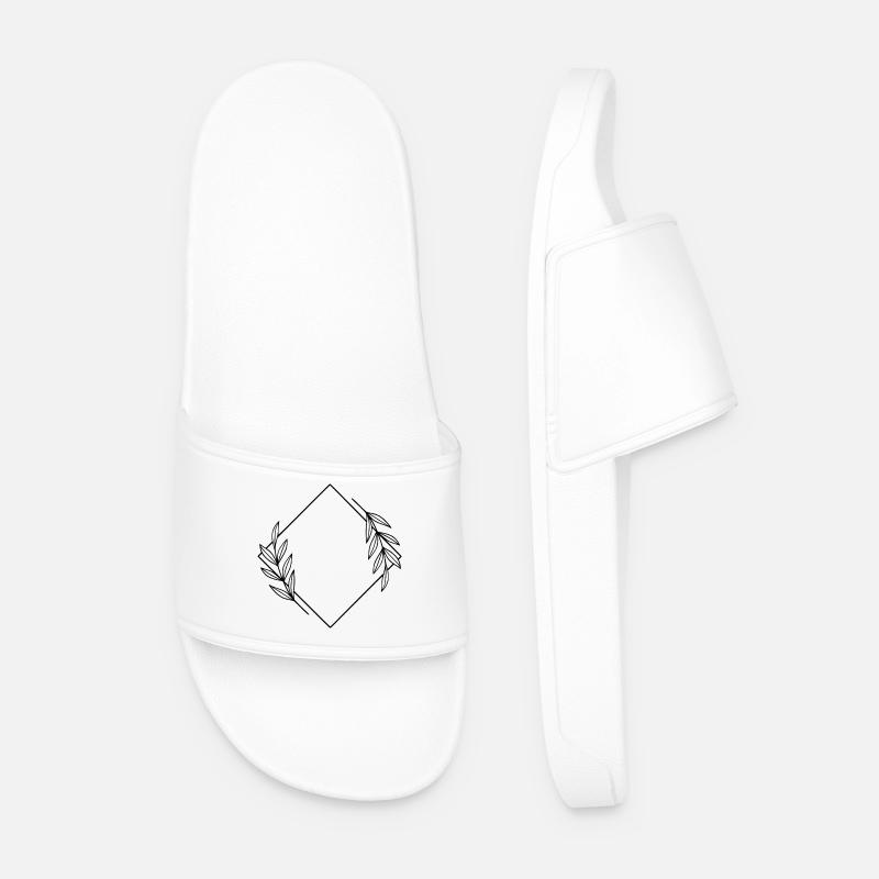 Abstraktes Linien-Design - Modernes Minimal Art - Männer Badelatschen - Weiß