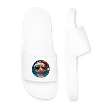 Gecko Santa Hut mit Sonnenbrille - Männer Badelatschen - Weiß - Vorne