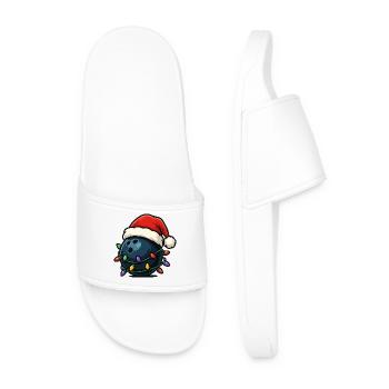Funny Christmas-themed bowling ball - Men’s Pool Sliders - white - Front