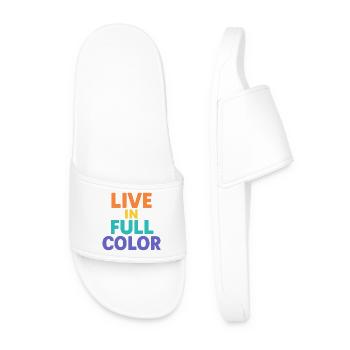 En direct en typographie en couleur - Claquettes Homme - blanc - Devant
