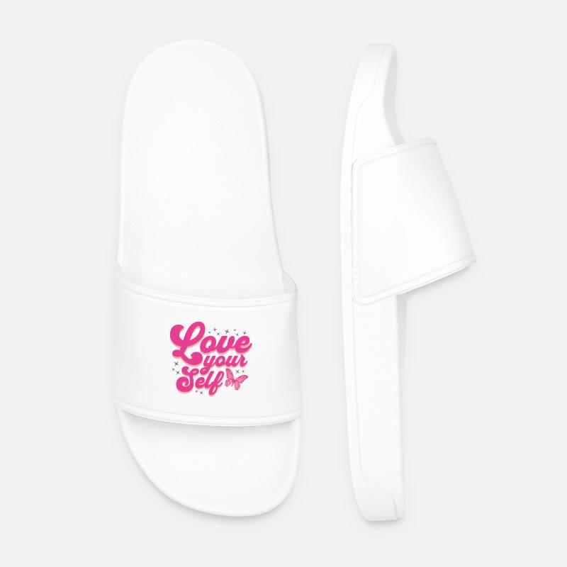 Love your Self Liebe Dich selber - Männer Badelatschen - Weiß