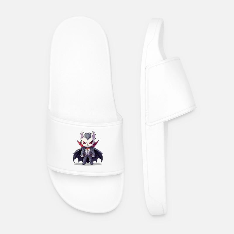 Chibi vampire in suit with cape - Men’s Pool Sliders - white