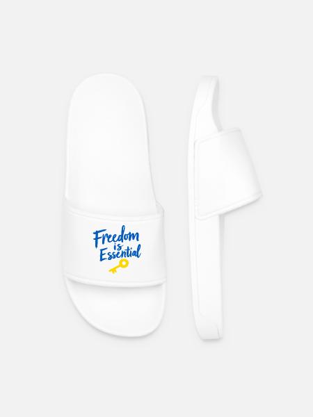 Freedom Is Essential Key to Freedom - Men’s Pool Sliders - white