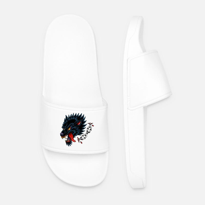 Style de tatouage à l’ancienne Black Wolf - Claquettes Homme - blanc