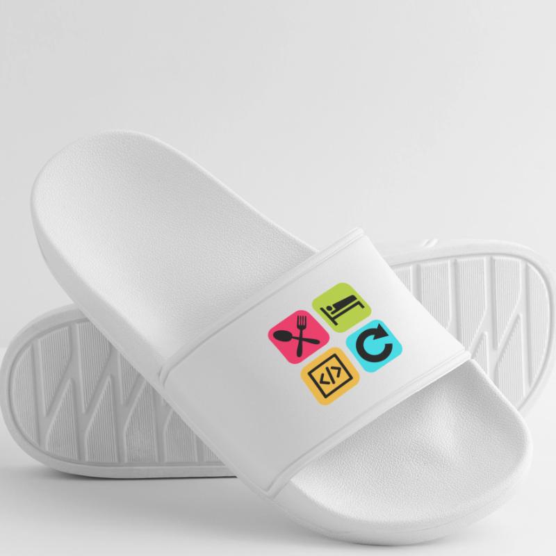 Manger Dormir Code Répéter Citation drôle Dev Claquettes Homme