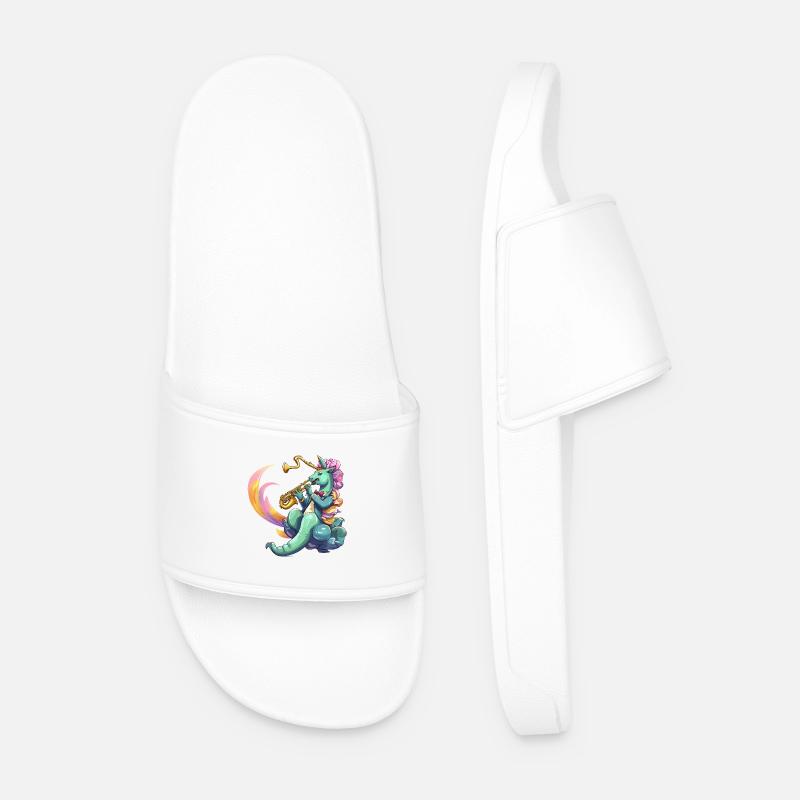 Saxophon Unicorn Neonstil - Männer Badelatschen - Weiß