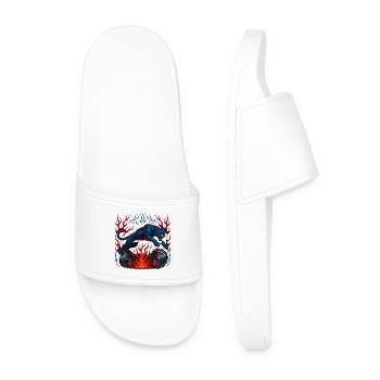 Blue panther over flames - Men’s Pool Sliders - white - Front