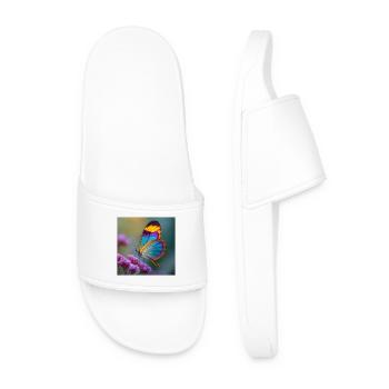 Colorful Fantasy Butterfly Glass Wings - Men’s Pool Sliders - white - Front