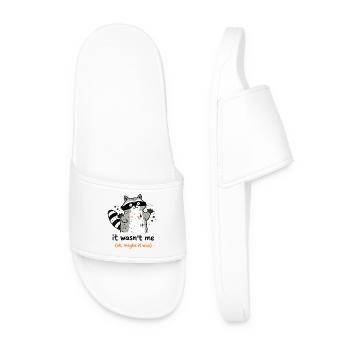 It Wasn't Me Maybe It Was Raccoon Humor - Men’s Pool Sliders - white - Front