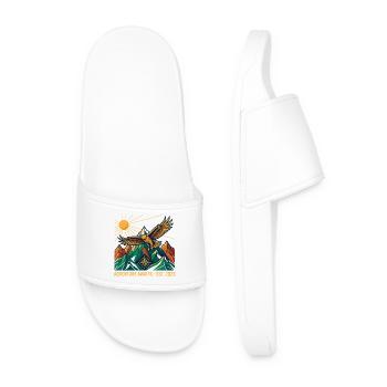 adventure awaits - Men’s Pool Sliders - white - Front