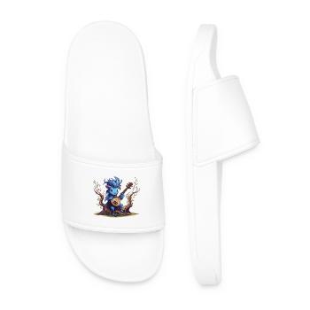 Lutin bleu avec luth dans la forêt - Claquettes Homme - blanc - Devant