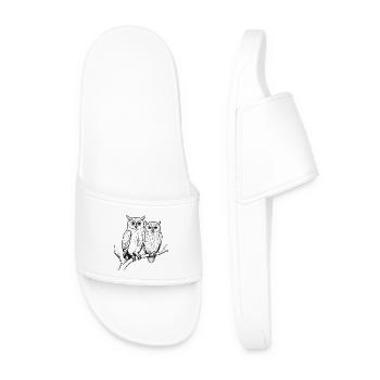 Owl Bird Couple Animals Nature - Men’s Pool Sliders - white - Front