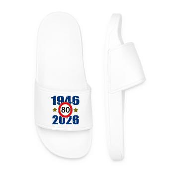 80Jahre Jubiläum 1946–2026 - Männer Badelatschen - Weiß - Vorne