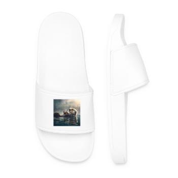 Cute Sea Otter: Relaxing on the Water - Men’s Pool Sliders - white - Front