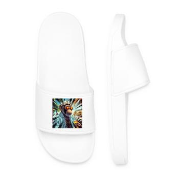 Resort style tropical monkey - Men’s Pool Sliders - white - Front