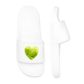 Yellow flower heart for birthday - Men’s Pool Sliders - white - Front