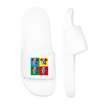 Pop Art Dog Four-Color - Men’s Pool Sliders - white - Front