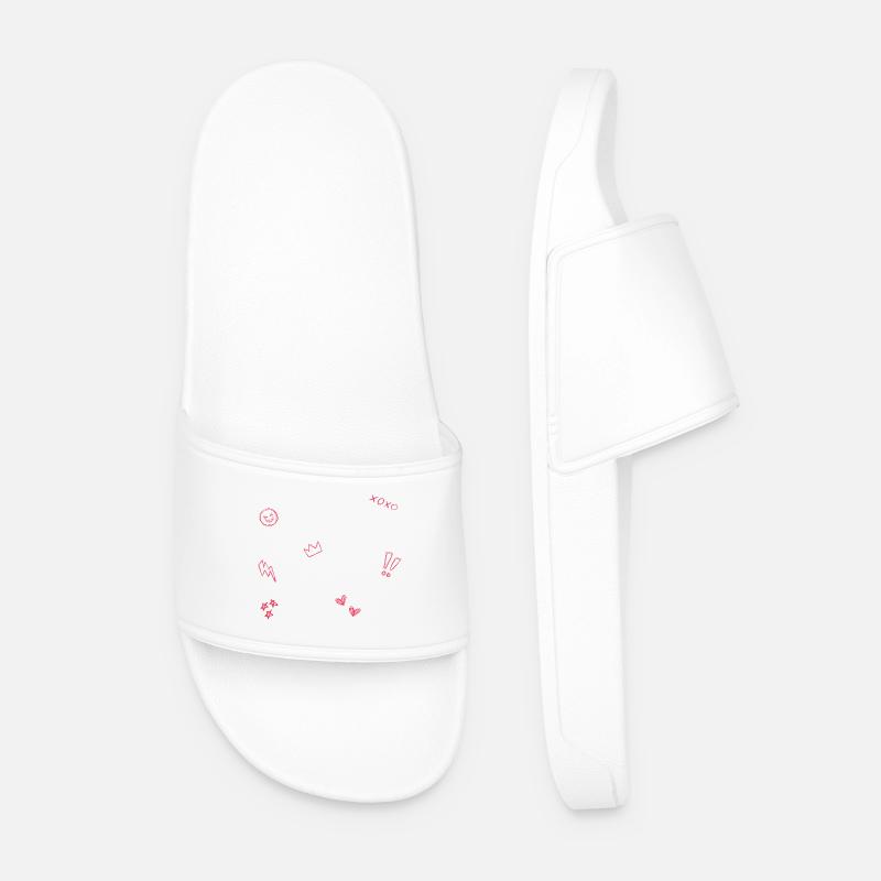 Heart Crown Doodle Pop Art - Men’s Pool Sliders - white