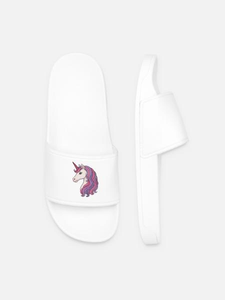 Pastell-Einhorn-Porträt Pink - Männer Badelatschen - Weiß