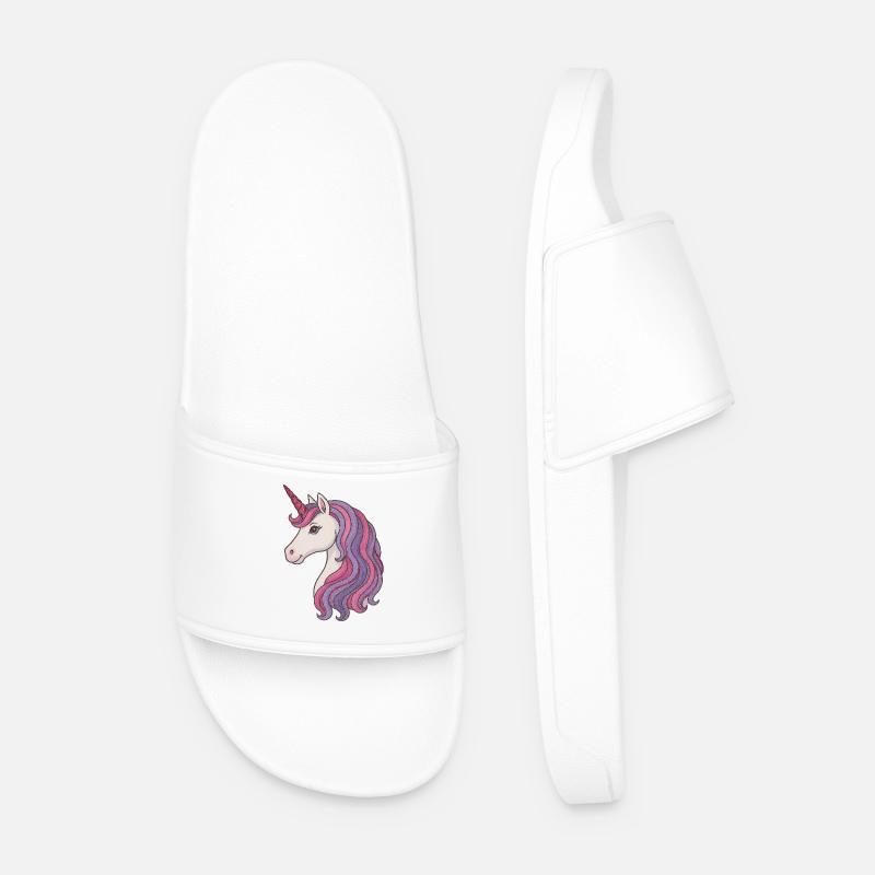 Pastell-Einhorn-Porträt Pink - Männer Badelatschen - Weiß