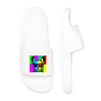 Pop Art Pup  - Men’s Pool Sliders - white - Front