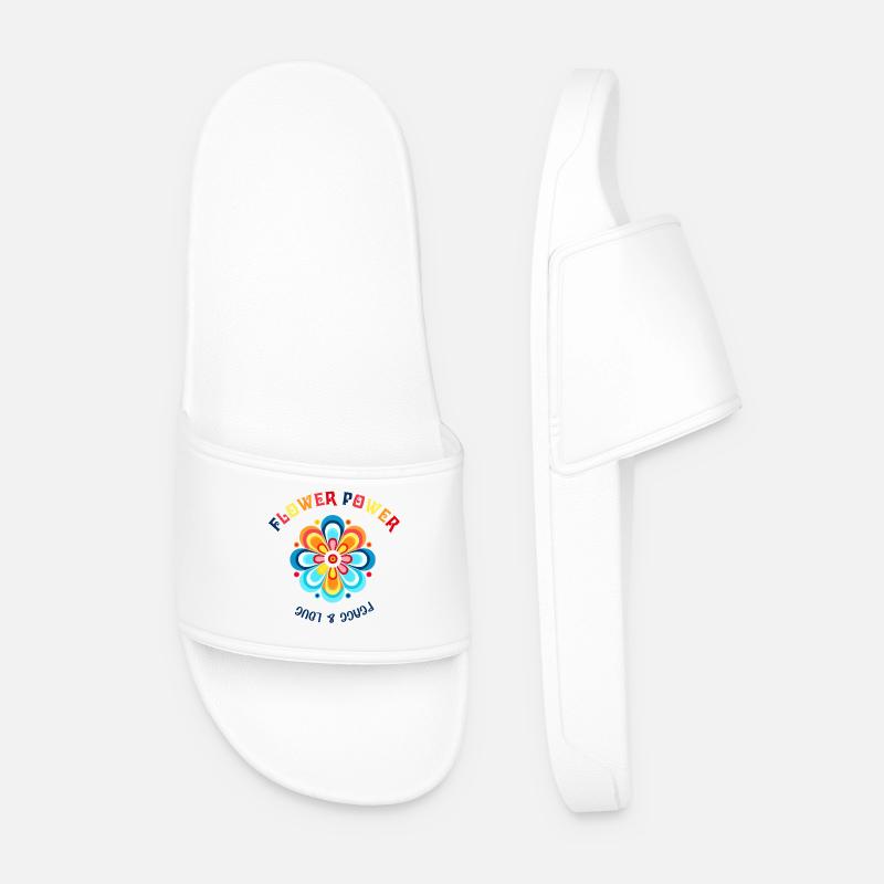 Flower Power Farbblüte Design - Männer Badelatschen - Weiß
