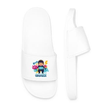 Gamer Kid with game pad and headphones - Men’s Pool Sliders - white - Front