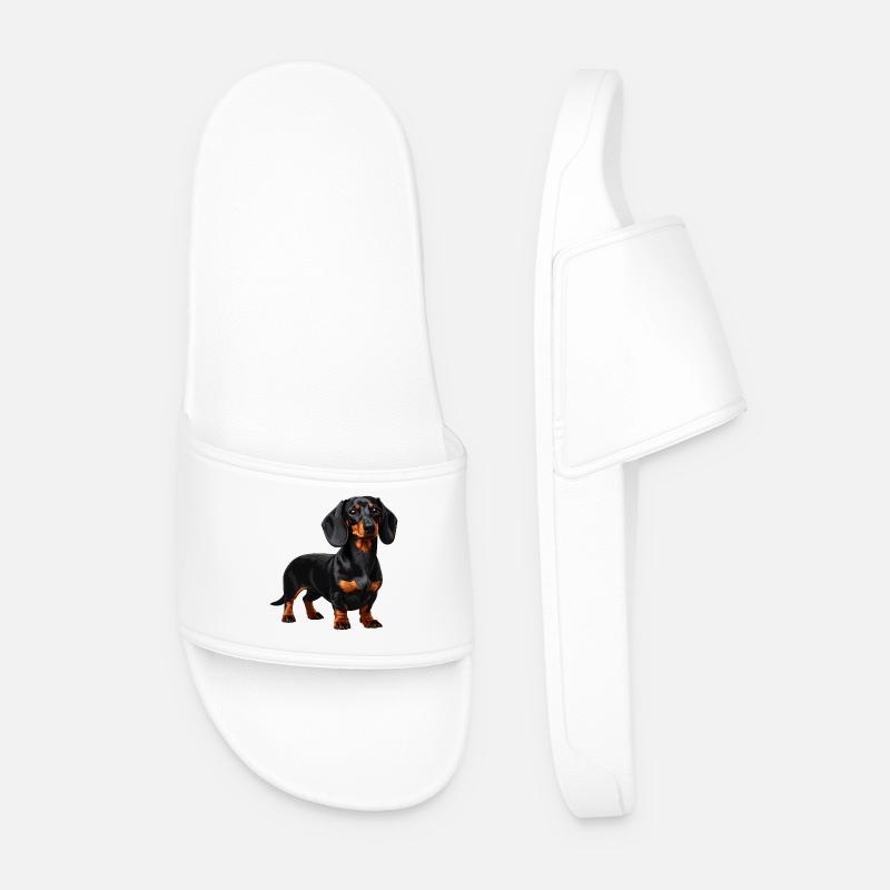 Black & Tan Dackel – Wursthund - Männer Badelatschen - Weiß