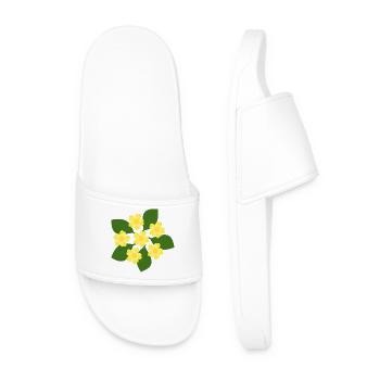 February Birth Flower Primroses Birthday Floral - Men’s Pool Sliders - white - Front