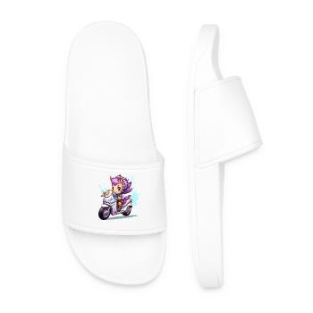 Chibi Motorcycle Heroine - Men’s Pool Sliders - white - Front