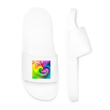 Farbwirbel Neon Regenbogen - Männer Badelatschen - Weiß - Vorne
