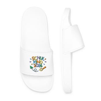 School Child 2026 School Enrollment Back to School - Men’s Pool Sliders - white - Front